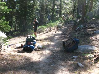 Taking a break at Boulder Lake trail junction.