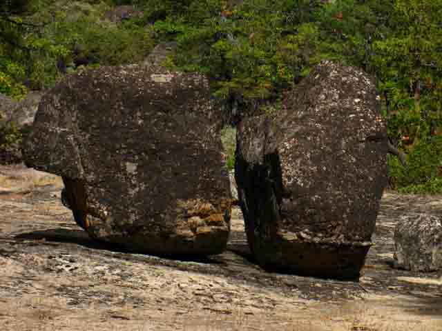 Split boulder North of Camp Irene.