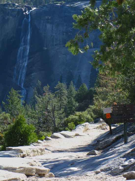 Nevada Falls behind Clark Point trail to Emerald Pool along Mist Trail.