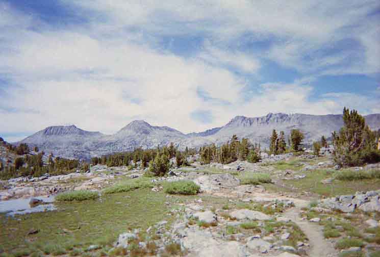 Looking back at Donohue Peak, what I call, "The Triangle," and Koip Crest, from Left to Right, after crossing Island Pass.
