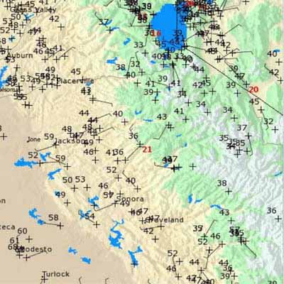 North California Mesowest real time weather reporting stations.