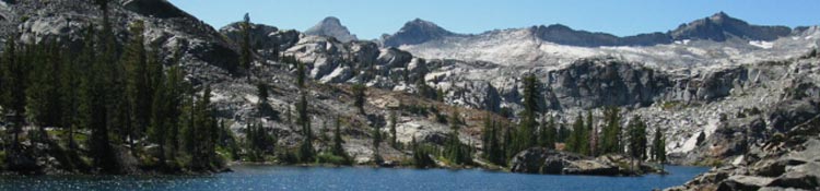 The Crystal Range is Heather Lake's Western backdrop in Desolation Wilderness on the Tahoe to Yosemite Trail.