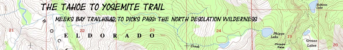 Map Banner: Tahoe to Yosemite Trail at Meeks Bay and the North Desolation Wilderness.