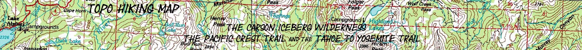 Carson-Iceberg Wilderness topo hiking map.