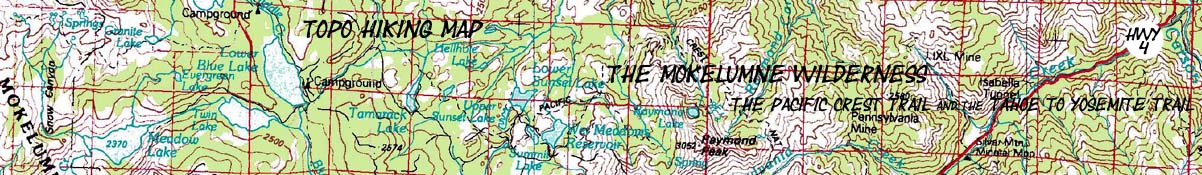 Mokelumne Wilderness topo hiking map.