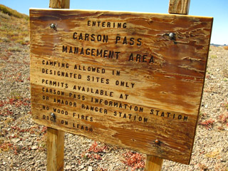 Carson Pass Management Area Sign