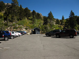 The Carson Pass North trailhead parking and bathroom.