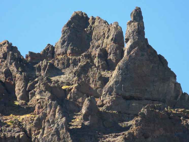 Eroded Volcanic terrain exposes amazing shapes