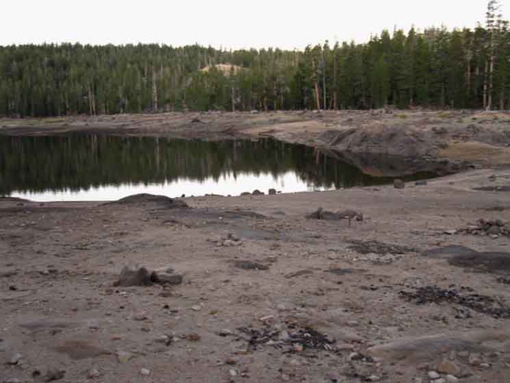 Tamarack Lake is almost a puddle in late September, 2009