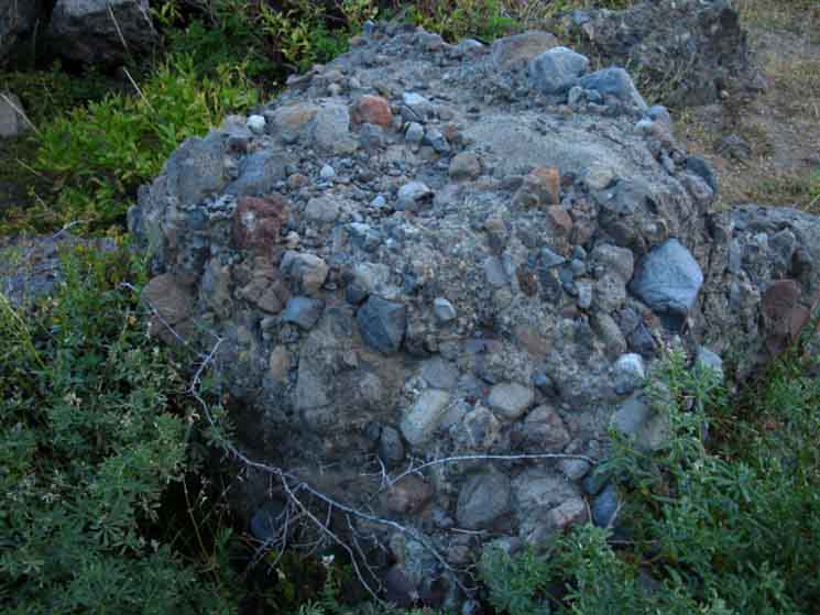 Composite volcanic boulder below Reynolds Peak.