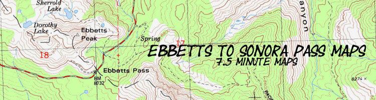 Ebbetts Pass to Sonora Pass hiking topo maps.