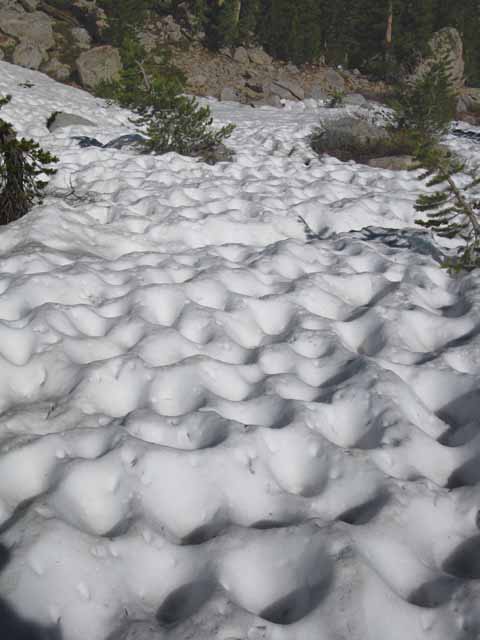 Snow surface exiting the East Carson River headwaters bowl.
