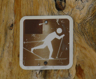High Sierra Ski Sign at Meiss Country Roadless Area in the Lake Tahoe Basin