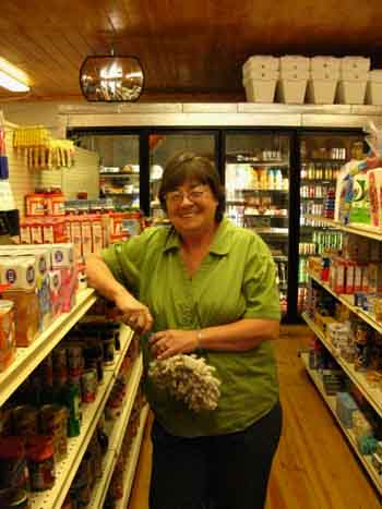 Cheryl keeping everything together at the Kennedy Meadows Pack Station Store.
