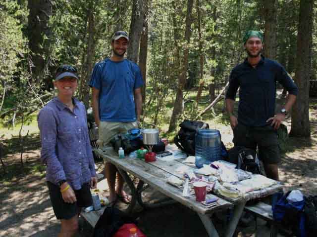 Amber, Aidin, and Ari resupplying at TM backpackers camp.