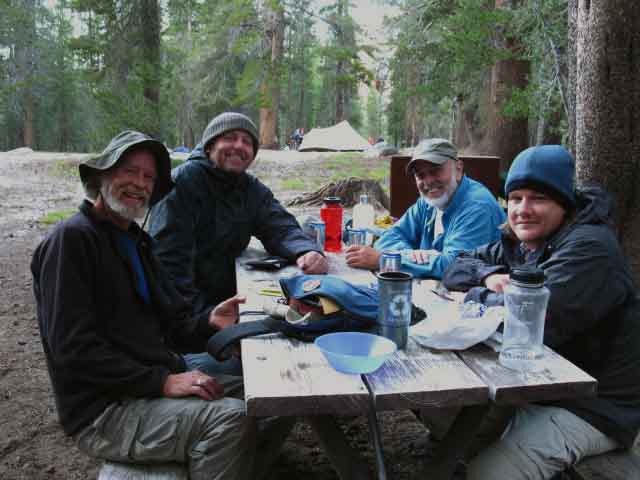 Great crew of backpackers at Tuolumne Meadows.