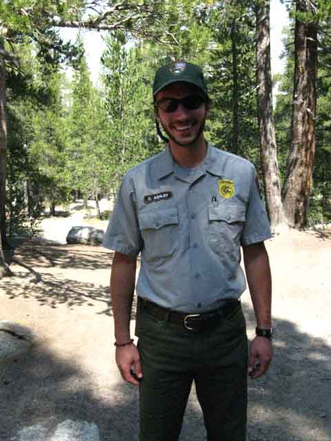 Ranger Ashley at Tuolumne Meadows backpackers camp.