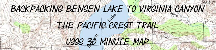 Backpacking Map: Bensen Lake to Virginia Canyon on the Pacific Crest Trail route of the LakeTahoe to Mount Whitney Trails