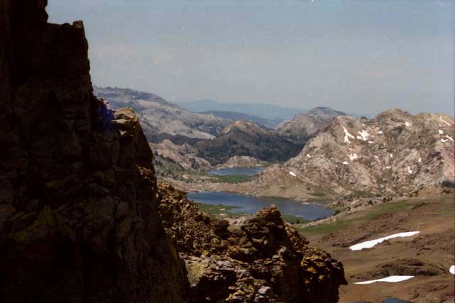 Middle and Emigrant Meadow Lakes from the top of Big Sam.