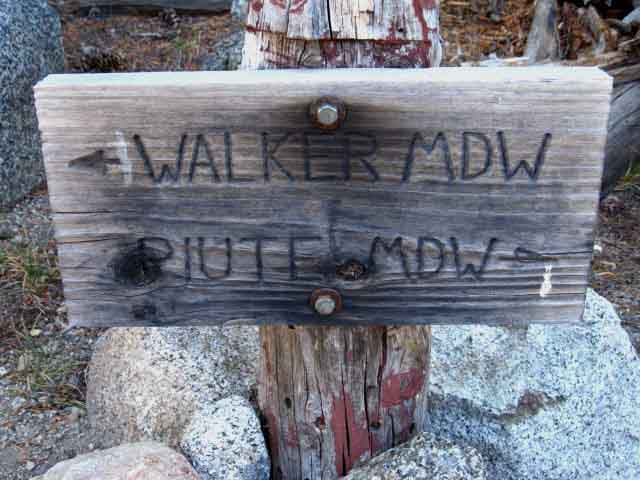 Piute and Walker Meadows sign.