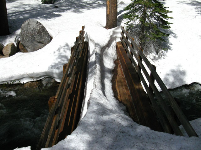Footbridge with remnants of Spring Snow