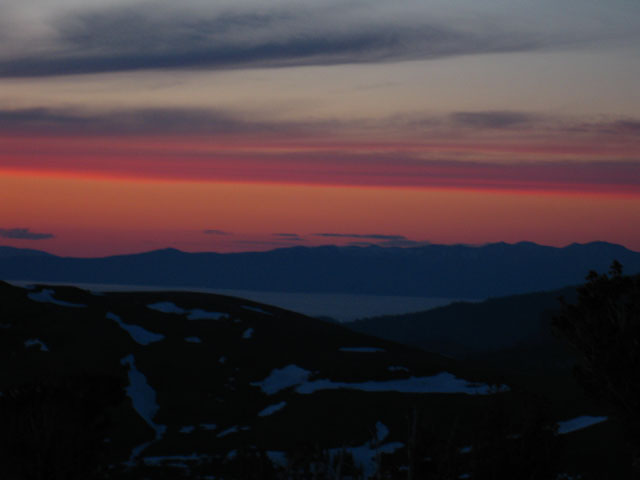 Sunset over Lake Tahoe from Round Top and The Sisters