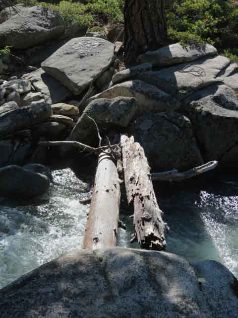 Upper Summit City Creek fording logs.
