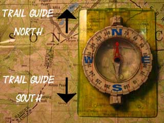 Tahoe to Yosemite Trail Guide Compass: North is Up, South is Down.