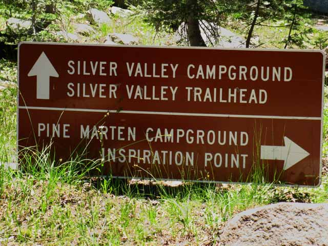 Turn to Pine Marten Campground, Lake Alpine.