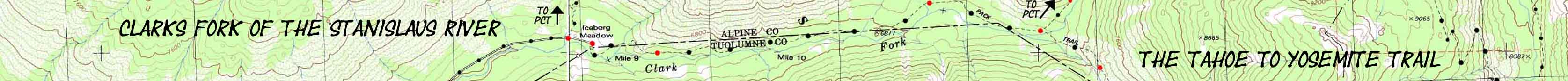 Banner: Map with Title, Tahoe to Whitney Maps, The Tahoe to Yosemite Trail