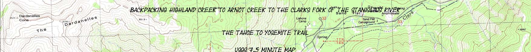 Banner: Map with Title, Tahoe to Whitney Maps, The Tahoe to Yosemite Trail