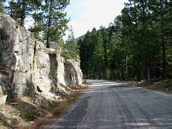 A rock wall along Clarks Fork Road.