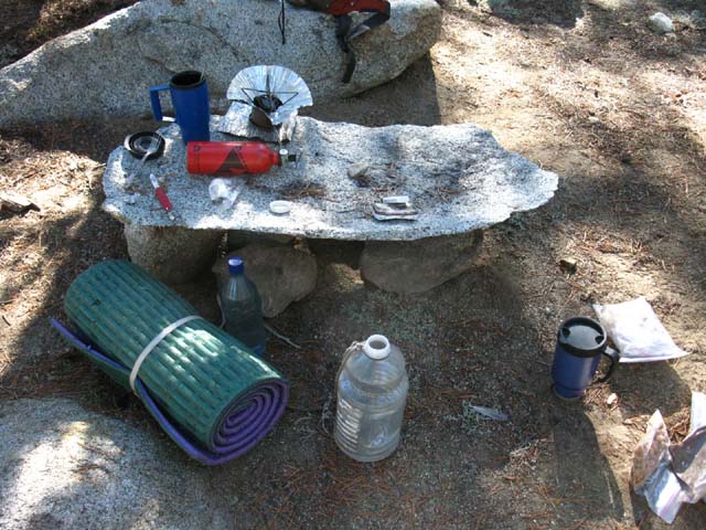 Fine granite table at Rock Lake campsite.