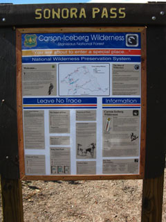 Northern trailhead from Sonora Pass into the Carson-Iceberg Wilderness.