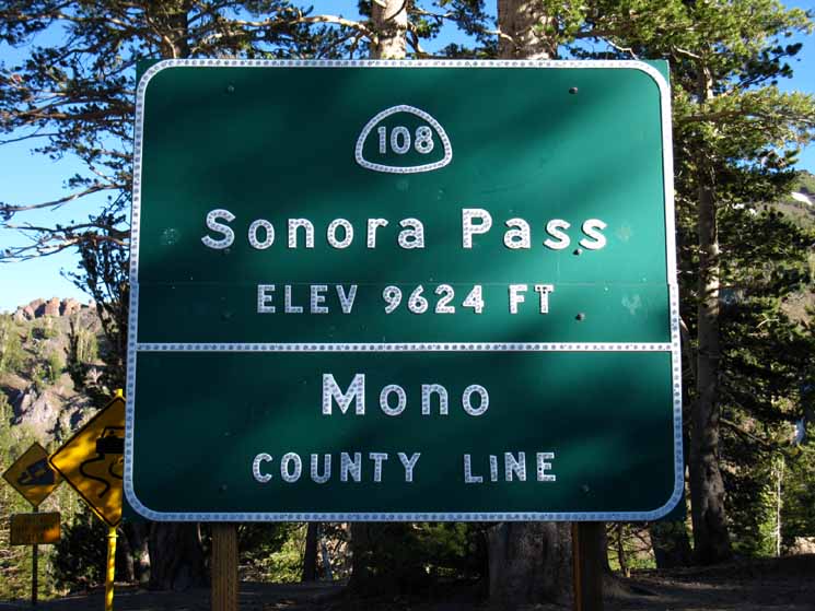 Sonora Pass road sign.