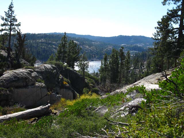 First view of Spicer Meadow Reservoir. 
