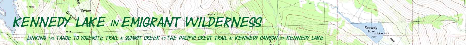 Topo Hiking Map: Tahoe to Yosemite Trail to Pacific Crest Trail via Kennedy Lake, Emigrant Wilderness.