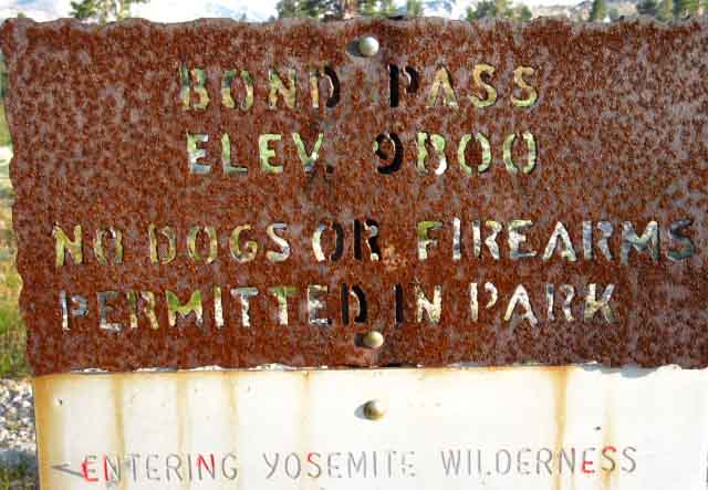 Bond Pass Trail Sign.