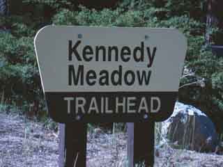Kennedy Meadow Trailhead Sign.