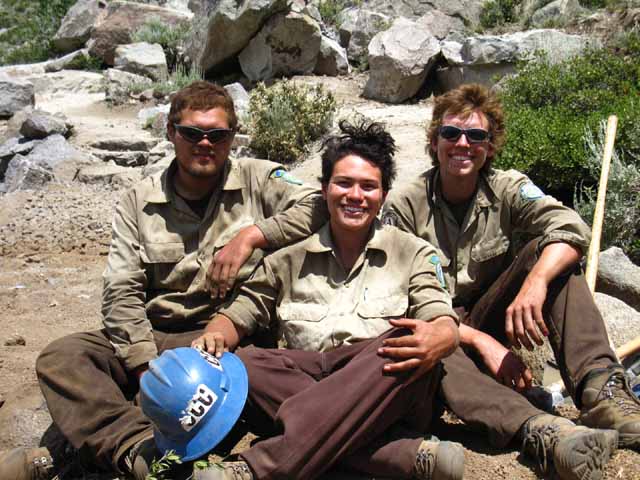 Stanislaus Backcountry Trail Crew: Dimes, Heather and Zack.