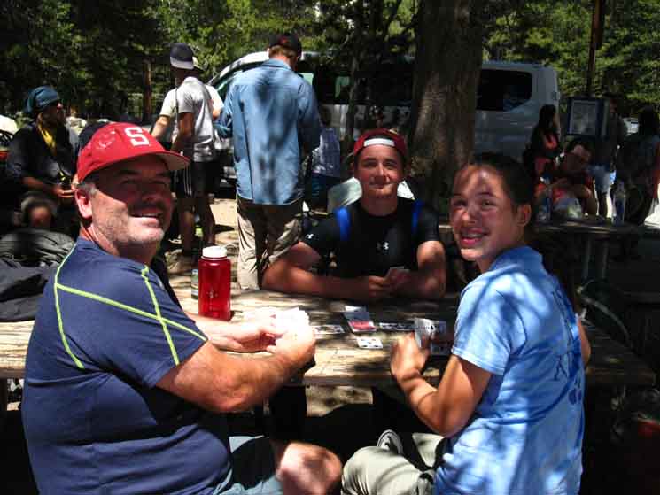 Drucker Family having an after-trip meal at Tuolumne Meadows.