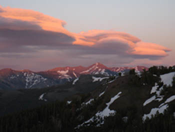 Sunset on clouds East of Sonora Pass