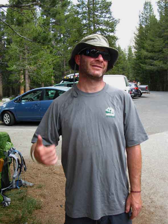 Brad hiking the PCT through the Tuolumne Meadows Resupply, 2013.