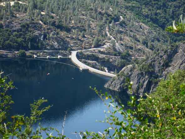 Hetch Hetchy reservoir behind the O'Shawnessy Dam in Yosemite National Park.