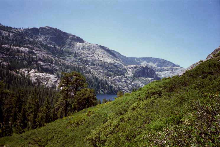 First look at Bensen Lake hiking South on the Tahoe to Yosemite Trail.