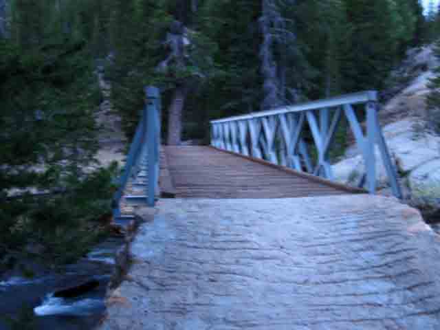 Bridge over the Tuolumne River at Glen Aulin High Sierra Camp.