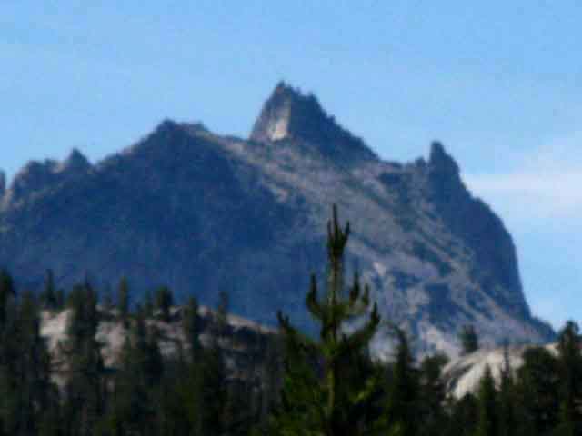 Top of Cathedral Peak visible before descdending into lower Cold Canyon.