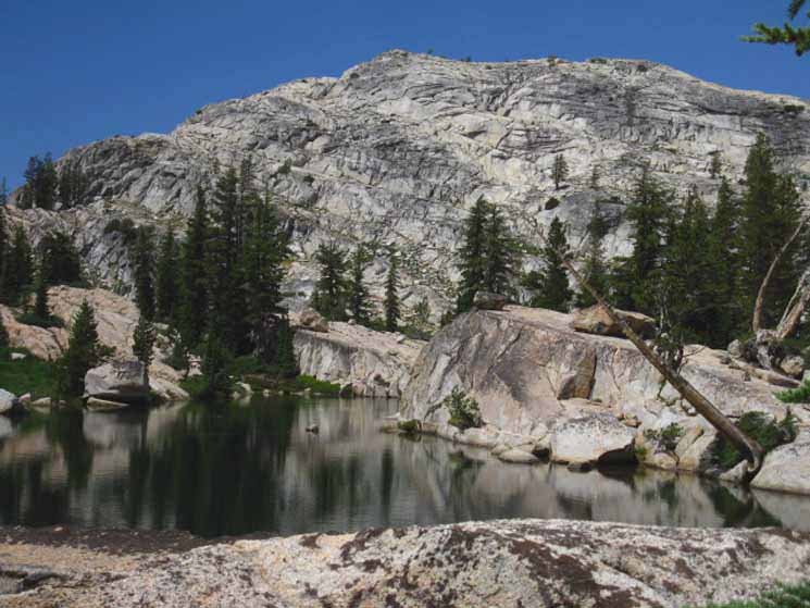 Center pond in Seavy Pass Bowl, North Yosemite Backcountry.