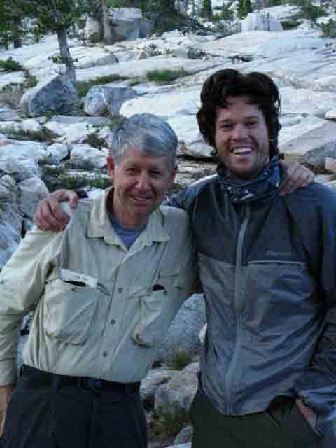 Father and Son hikers, Will and Dad, at Smedberg Lake in the Yosemite Backcountry.
