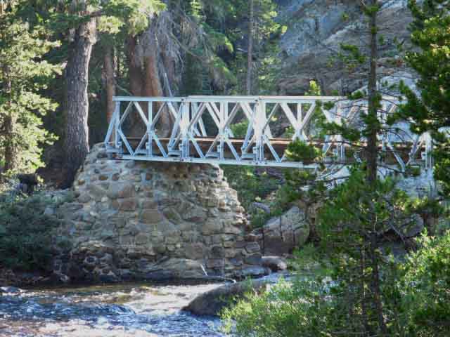 Bridge over the Tuolumne River at Glen Aulin High Sierra Camp.